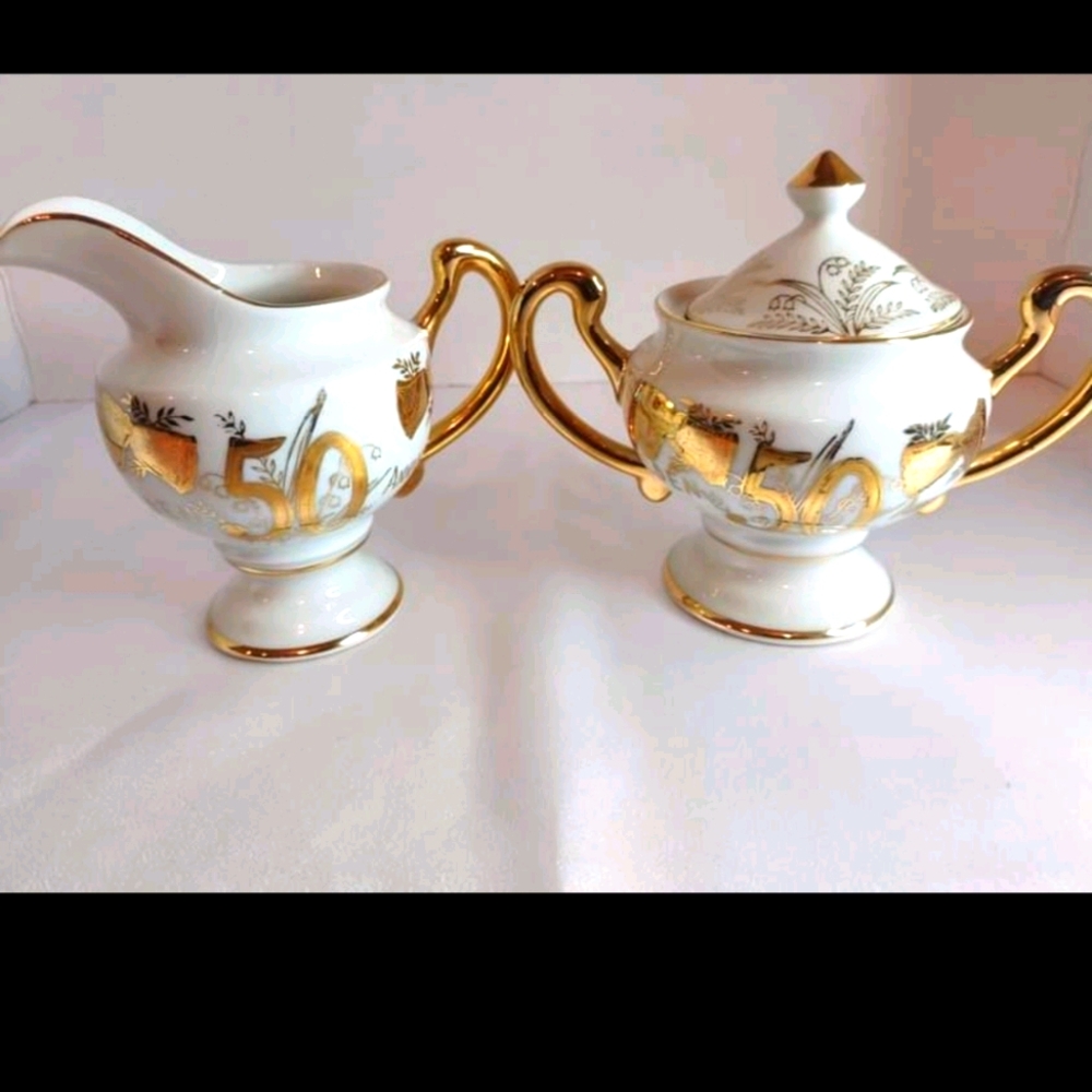 Norcrest 50th Anniversary Sugar and Creamer Set
